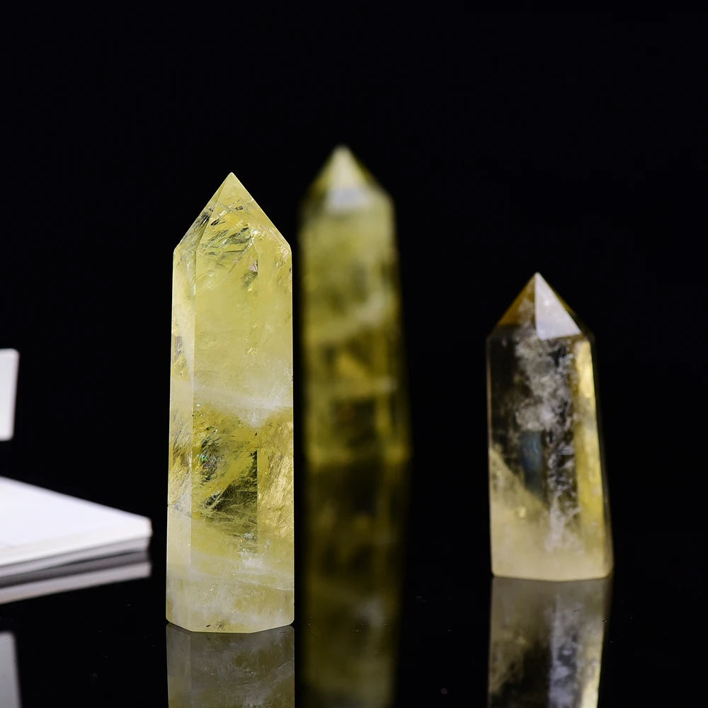 4-7cm 1pc Natural Crystal Point Citrine Healing Obelisk Yellow Quartz Wand Beautiful Ornament for Home Decor Energy Stone