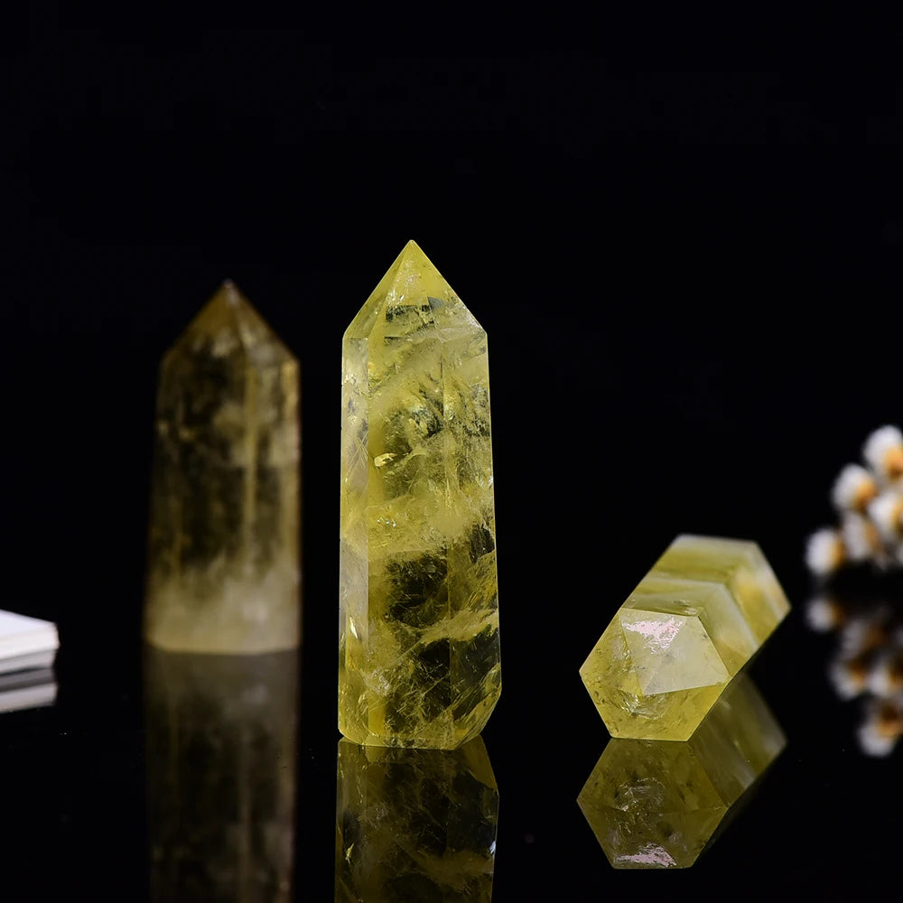 4-7cm 1pc Natural Crystal Point Citrine Healing Obelisk Yellow Quartz Wand Beautiful Ornament for Home Decor Energy Stone