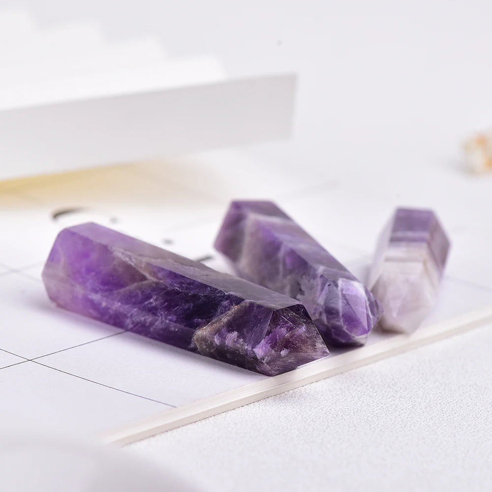 4-7cm 1pc Buyde Dream Amethyst Quartz Natural Crystal Wand Point Healing Stone for sale