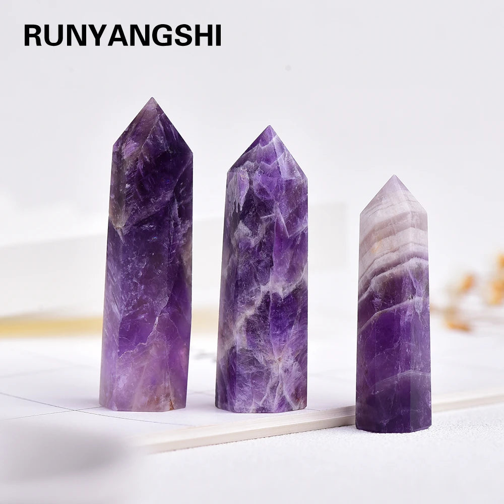 4-7cm 1pc Buyde Dream Amethyst Quartz Natural Crystal Wand Point Healing Stone for sale