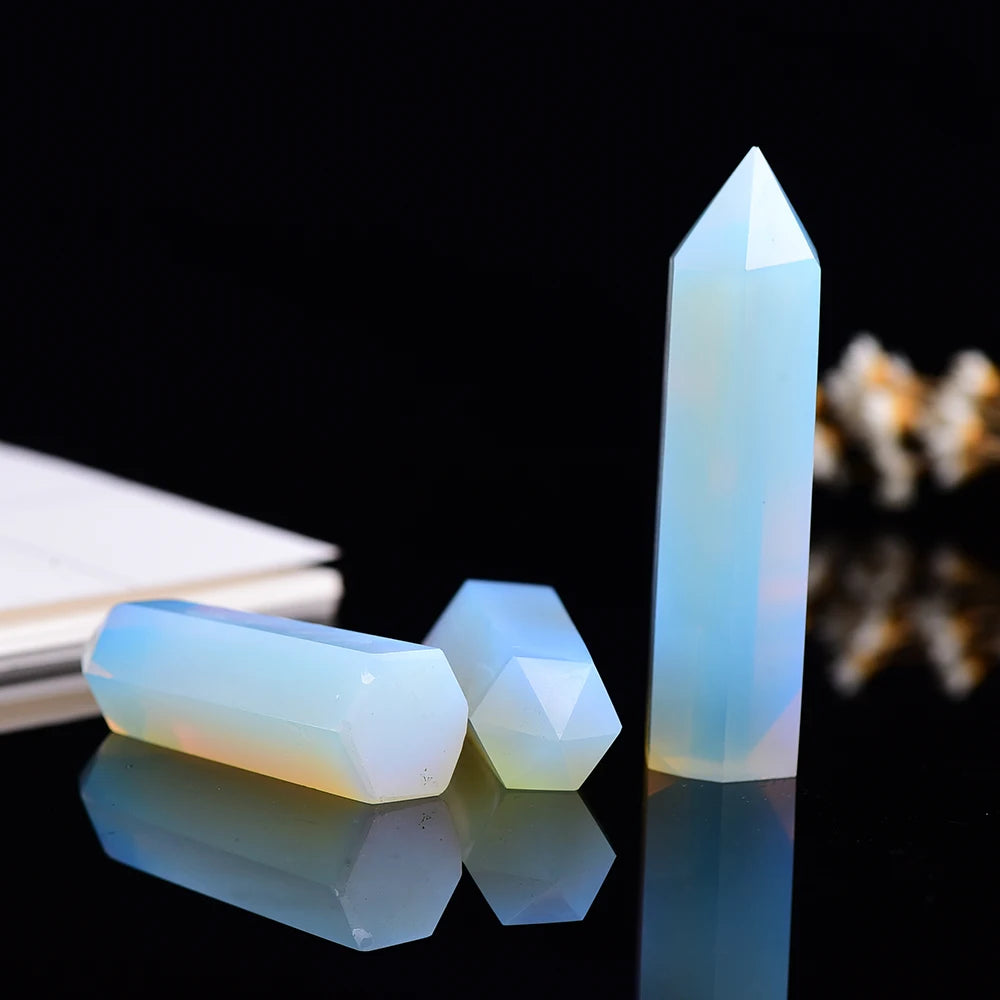 4-7cm 1pcs  opal crystal point healing stone hexagonal prisms column wand treatment stone