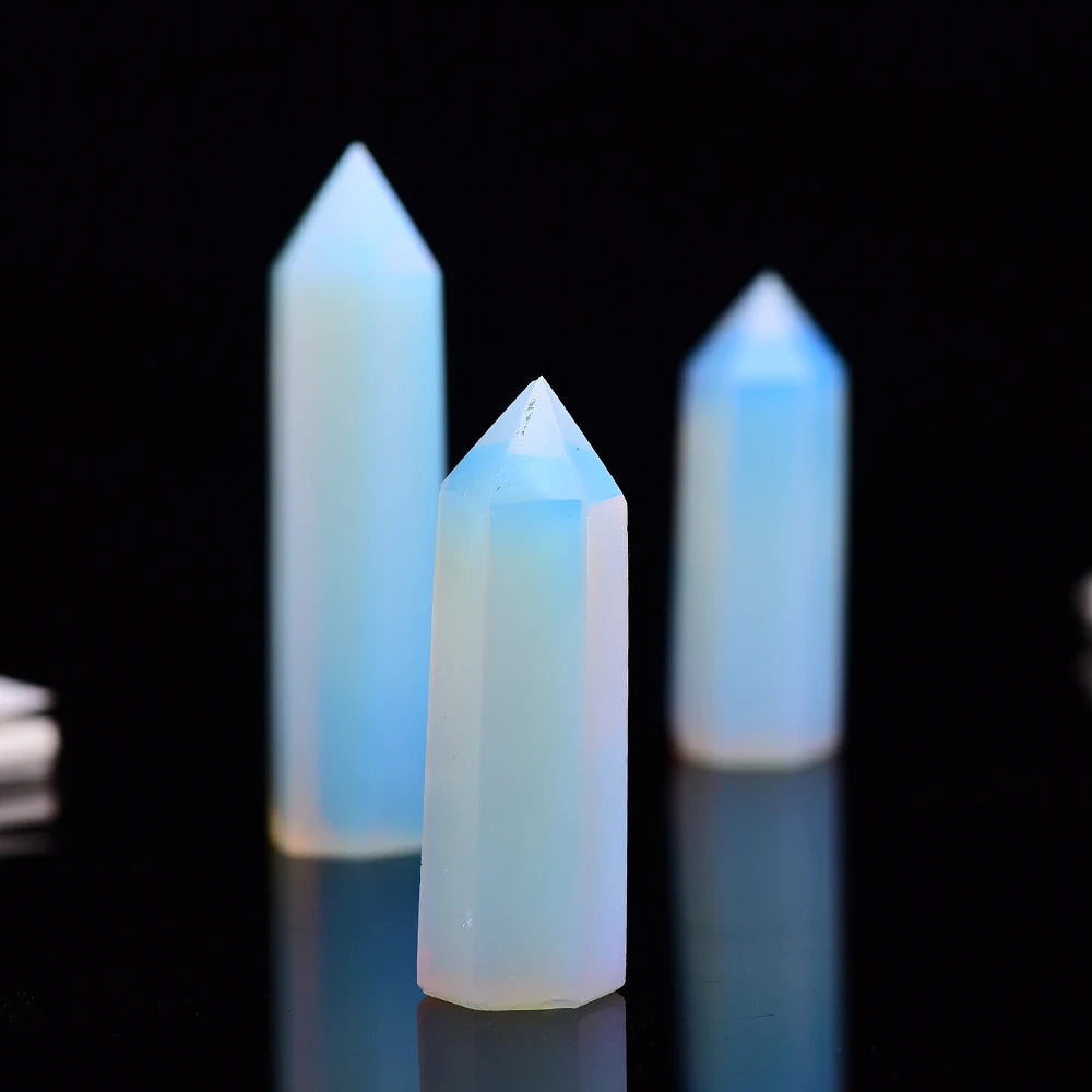 4-7cm 1pcs  opal crystal point healing stone hexagonal prisms column wand treatment stone