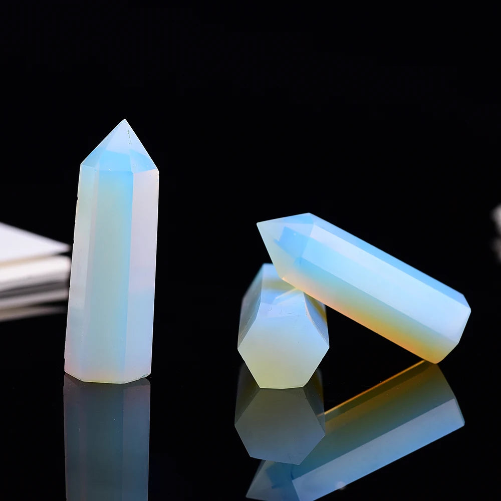 4-7cm 1pcs  opal crystal point healing stone hexagonal prisms column wand treatment stone