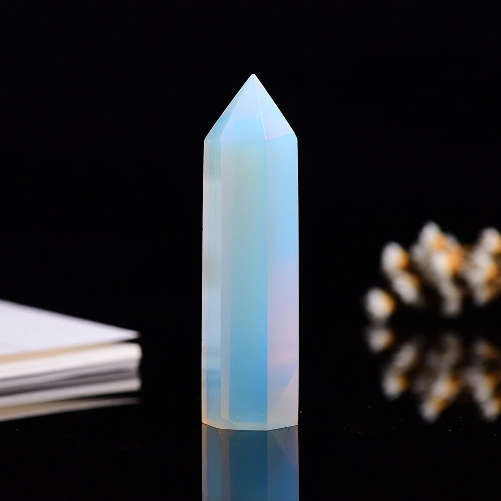 4-7cm 1pcs  opal crystal point healing stone hexagonal prisms column wand treatment stone