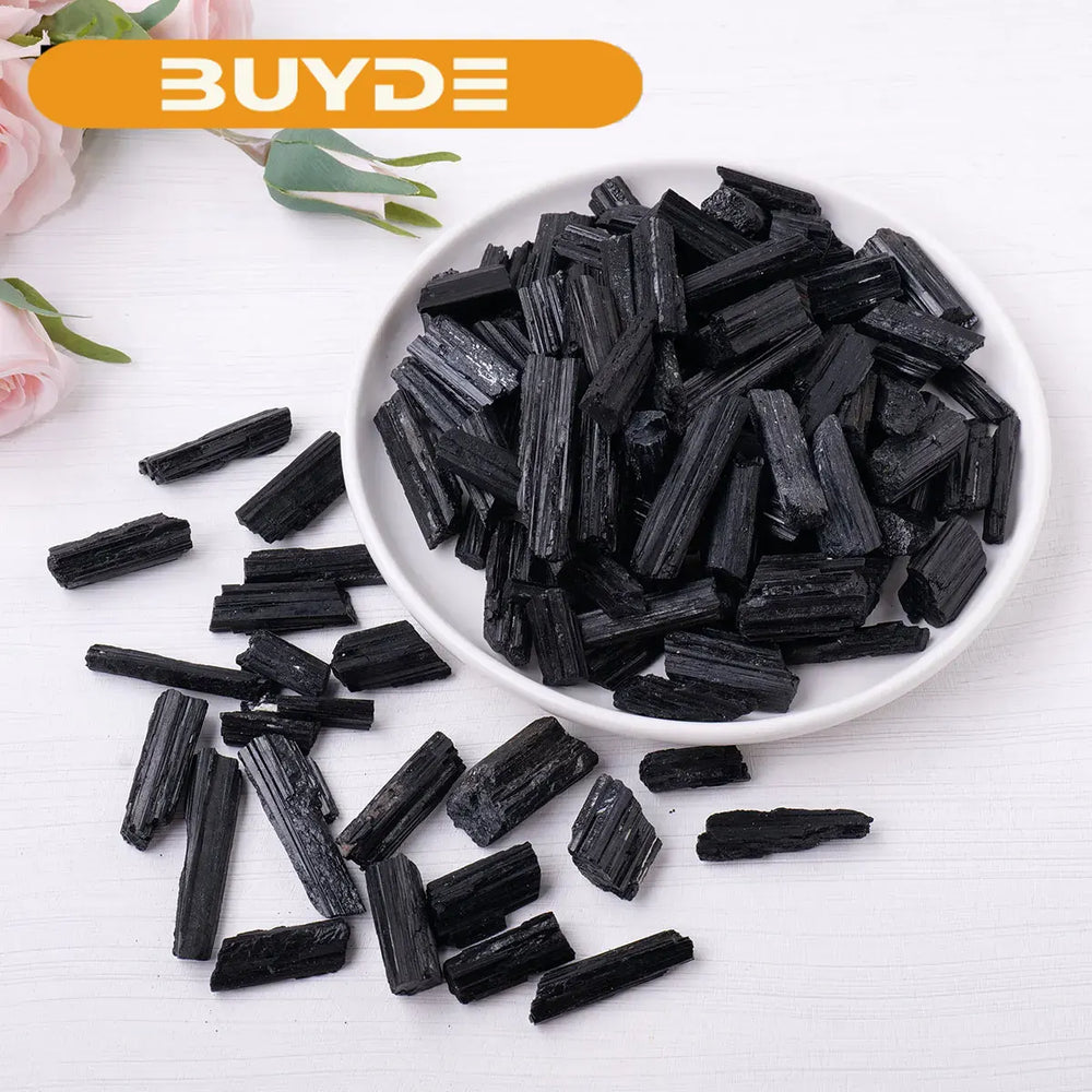 50g/bag Natural Black Tourmaline Jet Stones Raw Ore Irregular Crystals Mineral Specimen Eliminate Magnetism