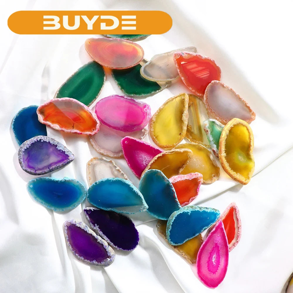 1PC Natural Healing Crystal Stone Irregular Colorful agate Slab Onyx Agates Geode Slice With Hole For Jewelry Necklace Making