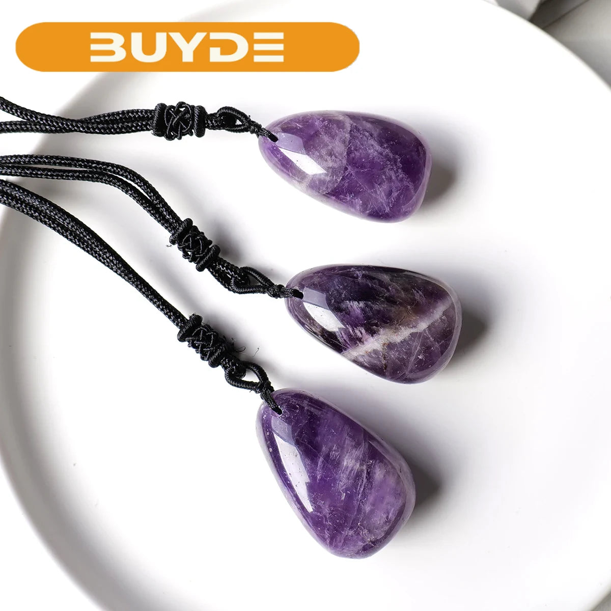 1pc Natural Stone Amethyst Crystal Water Droplet Pendant Sphere Necklace Ornament Decorative Chakra Home Decoration