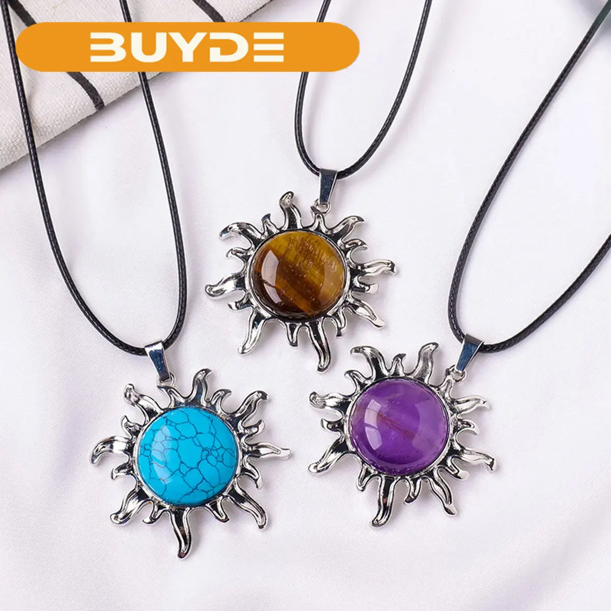 1pc Natural Stone Crystal Sun Apollo Pendant Necklace Ornament Decorative Chakra Home Decoration