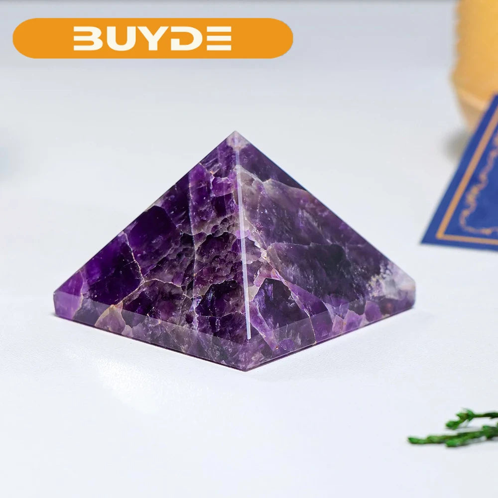 Natural Gemstones Rockcloud Healing Crystal Dream Amethyst Pyramid Metaphysical Stone Figurine For Yoga Mediation