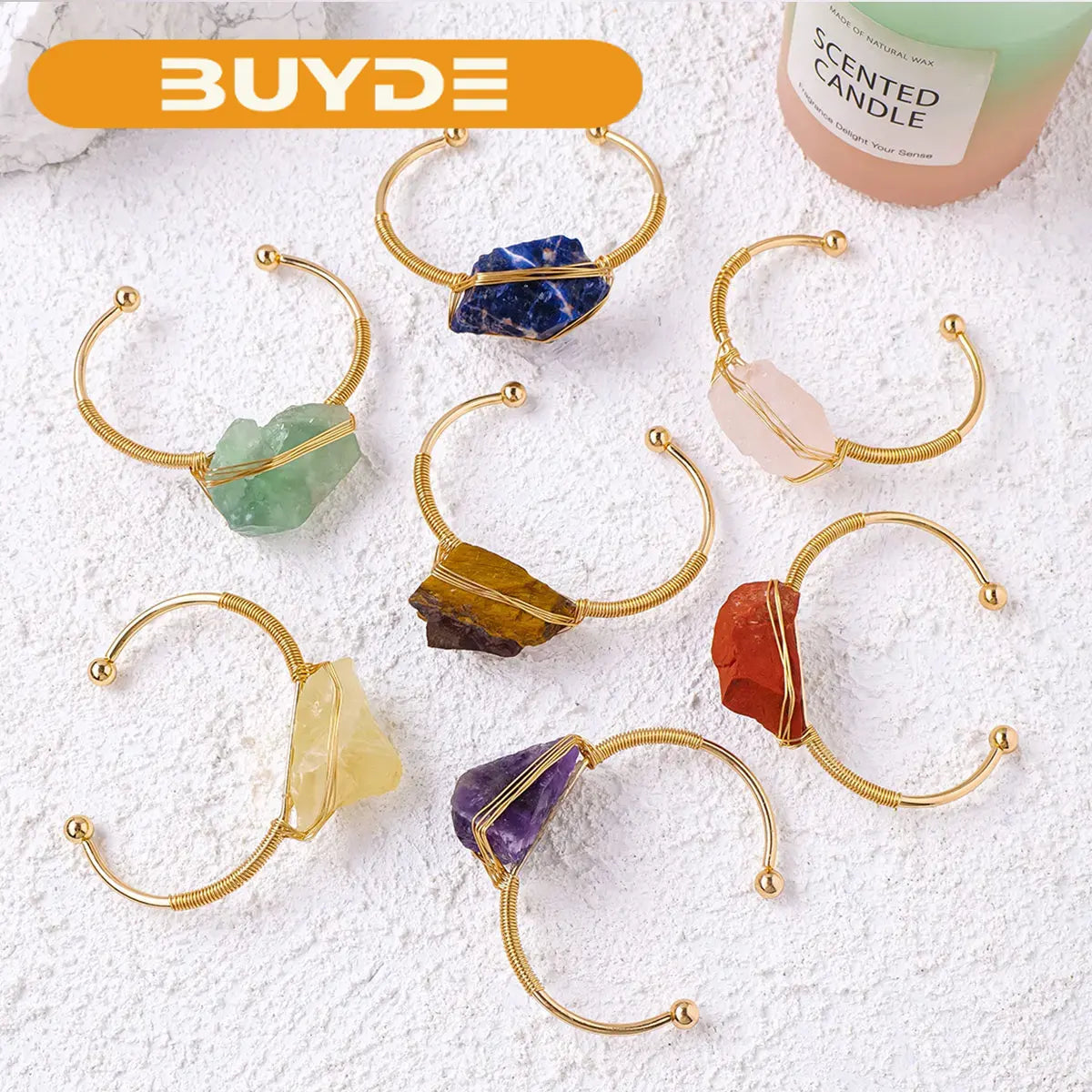 1PC Natural Crystal Bracelet Healing Rough Stone Bracelet for Women Gifts Protection Bracelet Yoga Reiki Chakras Meditation