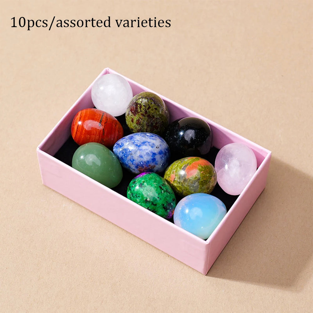 5/7/10pcs /box Natural Crystal Egg Stone Mini Polished Gemstone Jewelry Home Decor Reiki Healing Crystals Ornament Gift