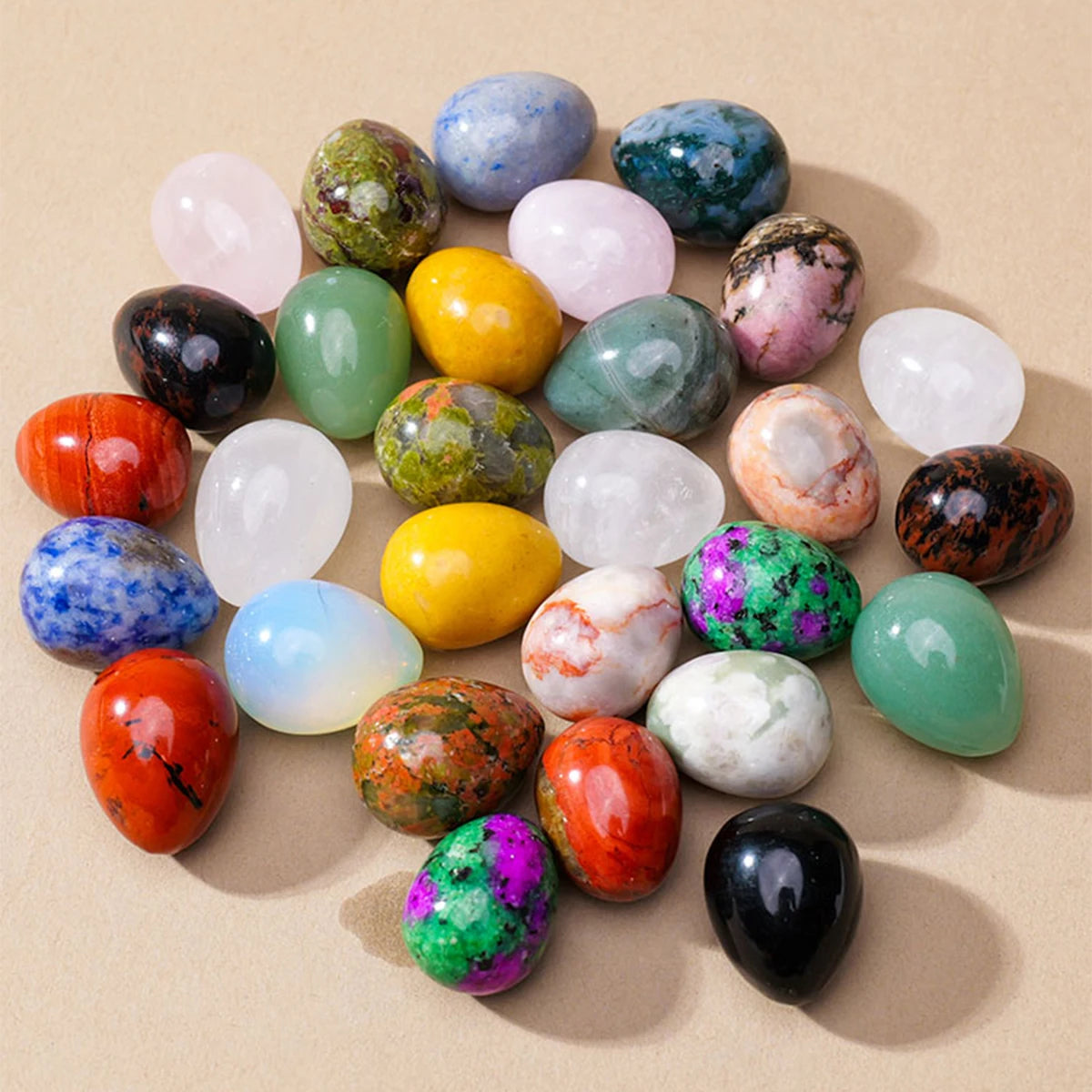 5/7/10pcs /box Natural Crystal Egg Stone Mini Polished Gemstone Jewelry Home Decor Reiki Healing Crystals Ornament Gift