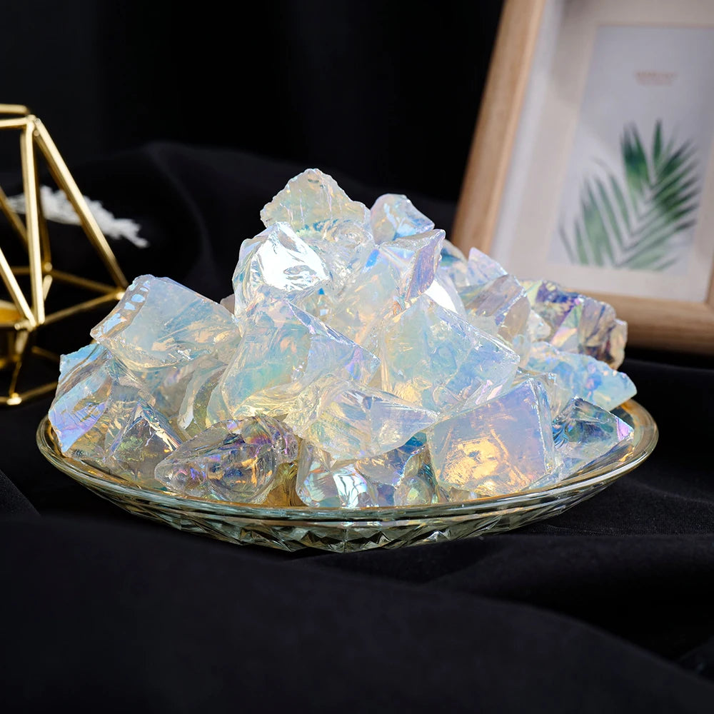 50G/Bag 2-3pcs Opalite Raw Stone Synthetic quartz Aura Rainbow Color Rough Home Living Room Ornaments Decor Mineral Specimens