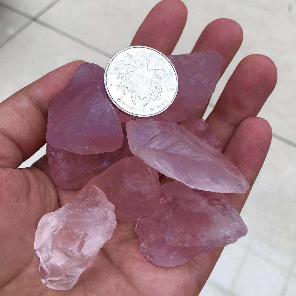 50G Natural Raw Pink Rose Quartz Crystal Rough Stone Specimen Healing crystal love natural stones and minerals fish tank stone