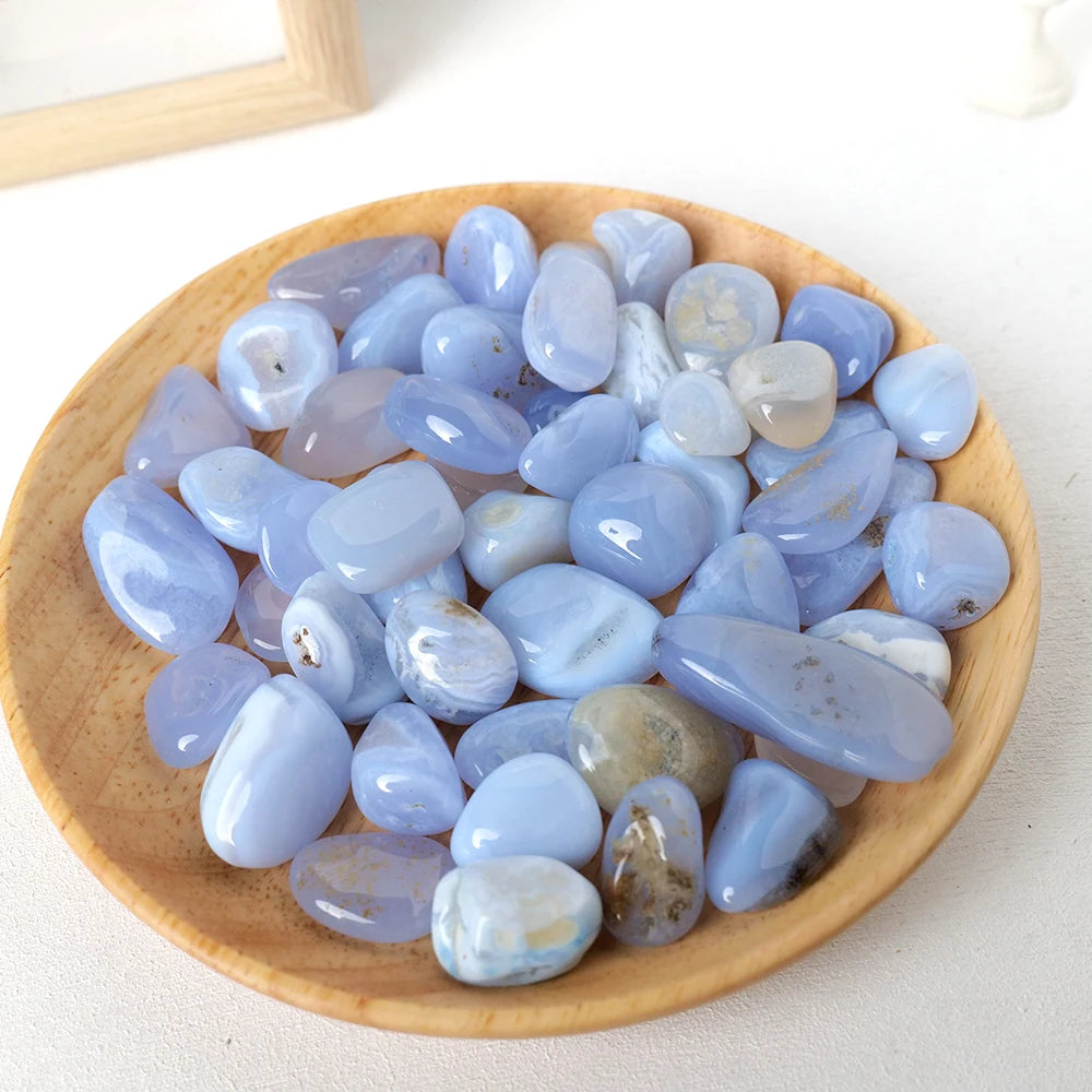 50G/bag Natural Healing Tumble Blue chalcedony Gravel Stone Reiki Crystals for Yoga Energy Beginners Craft Home Decor