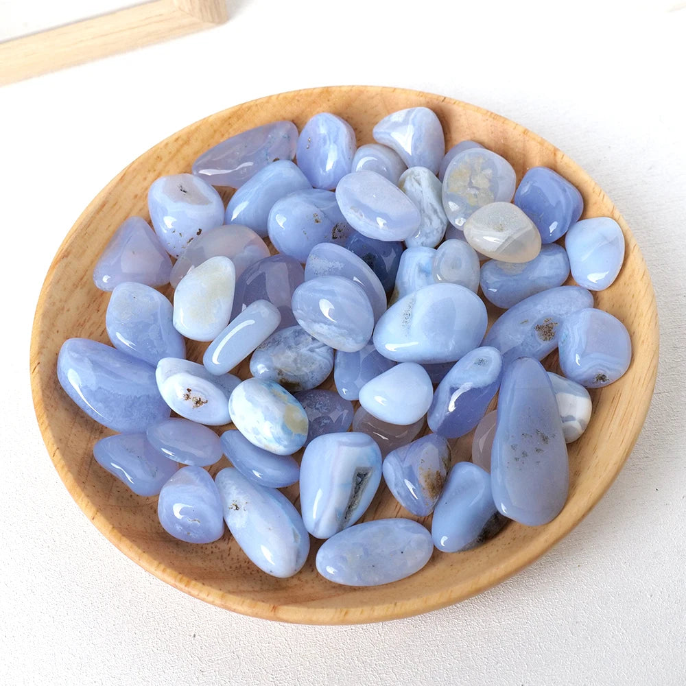 50G/bag Natural Healing Tumble Blue chalcedony Gravel Stone Reiki Crystals for Yoga Energy Beginners Craft Home Decor