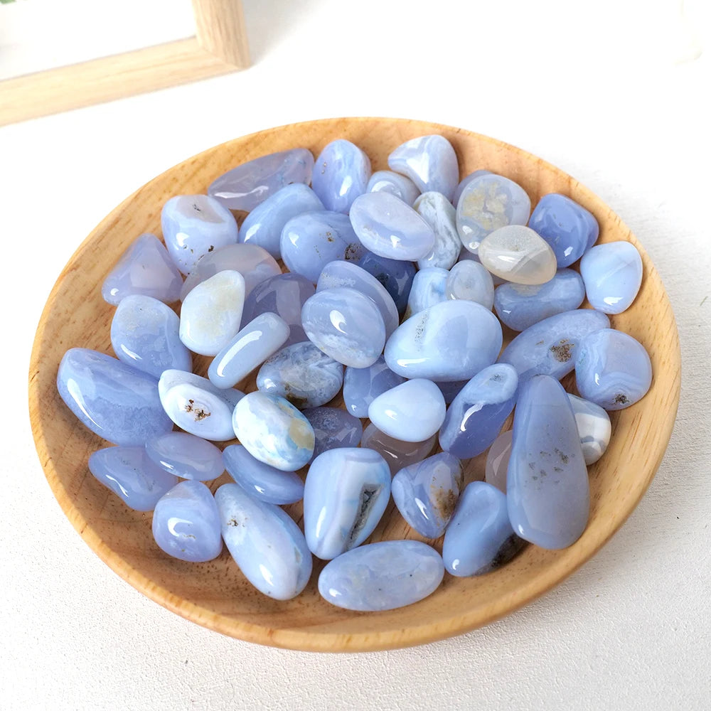 50G/bag Natural Healing Tumble Blue chalcedony Gravel Stone Reiki Crystals for Yoga Energy Beginners Craft Home Decor