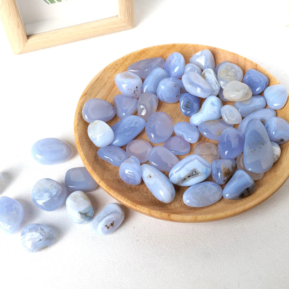 50G/bag Natural Healing Tumble Blue chalcedony Gravel Stone Reiki Crystals for Yoga Energy Beginners Craft Home Decor