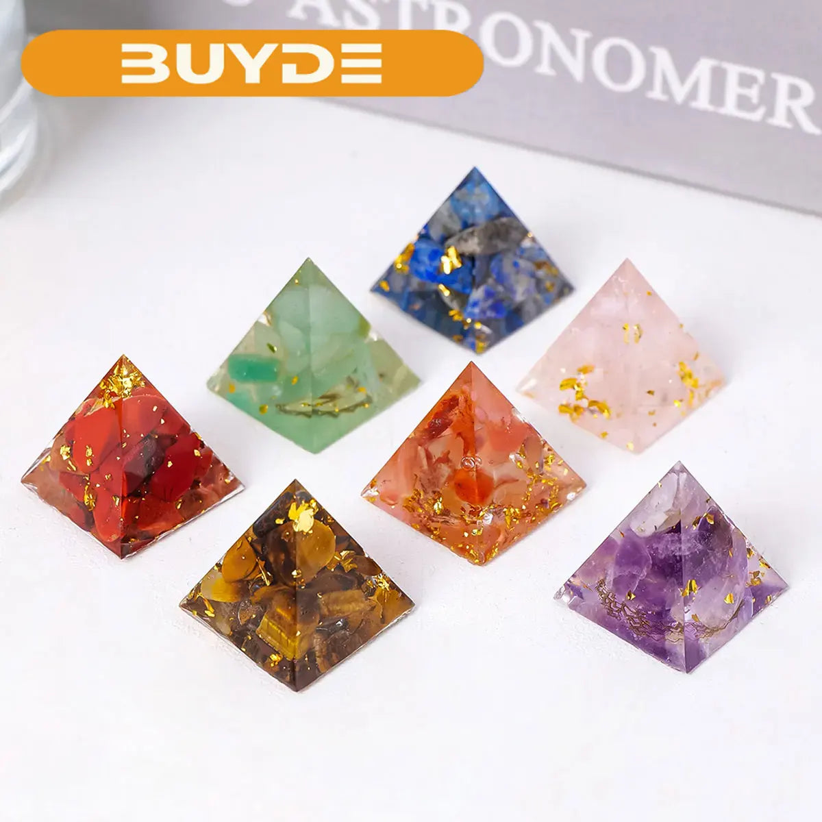 1PC 2cm Natural Crystal Stone Mini Pyramid Statue Reiki Stone Pyramid  Amulet Fengshui Sculpture for Home Office Decoration