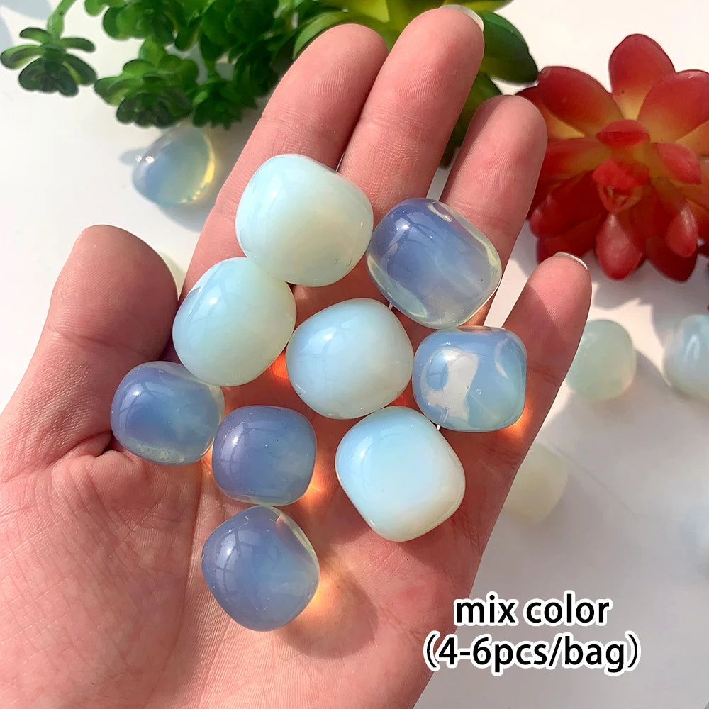 50g Crystal Mineral Collection Specimen White Opal Square Polished  Energy Gem Aquarium Decoration DIY Gift