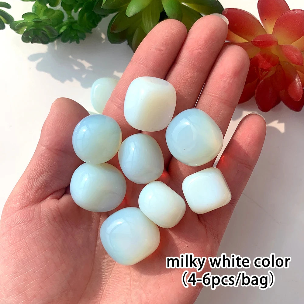 50g Crystal Mineral Collection Specimen White Opal Square Polished  Energy Gem Aquarium Decoration DIY Gift