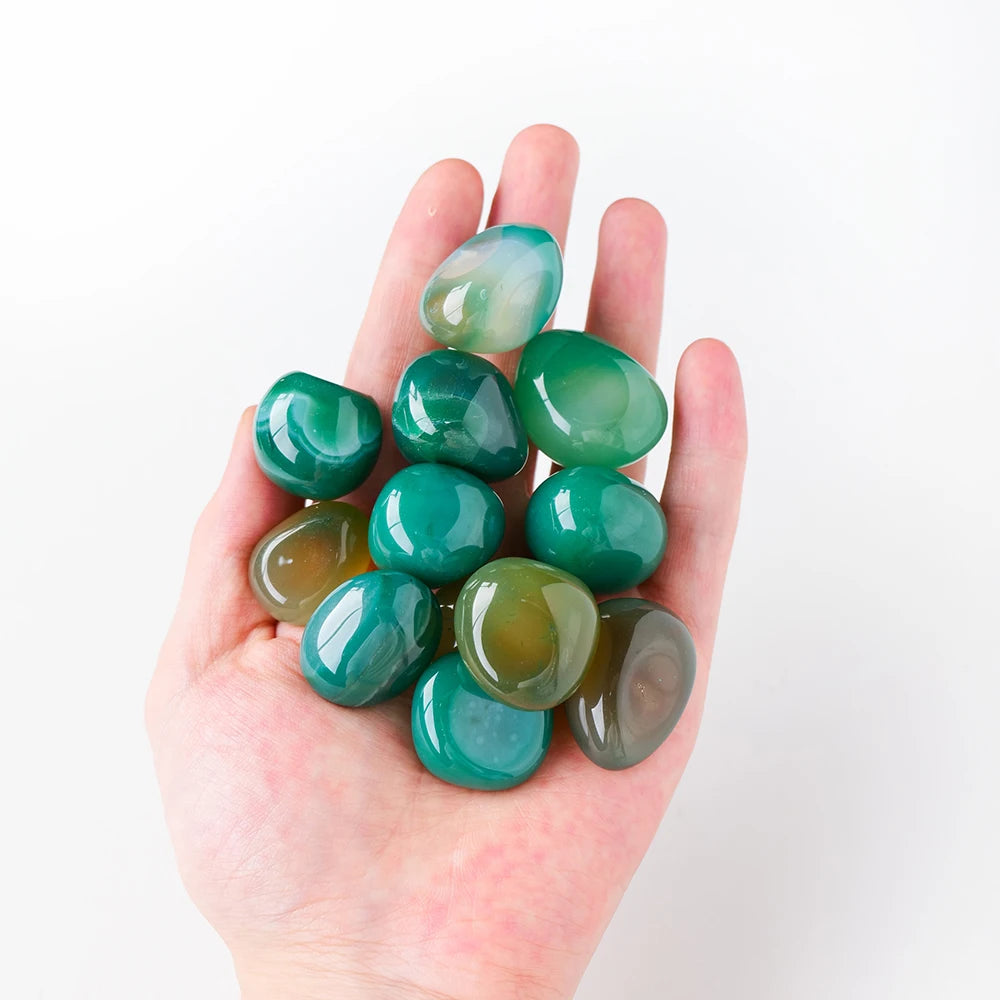 50g/bag Natural Agate Green Banded Tumblestone Crystal Gemstones Garden fish tank Flowerpot swimming pool healing vein reiki