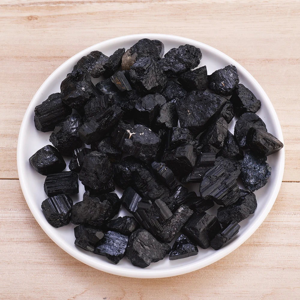 50g/bag Natural Black Tourmaline Jet Stones Raw Ore Irregular Crystals Mineral Specimen Eliminate Magnetism