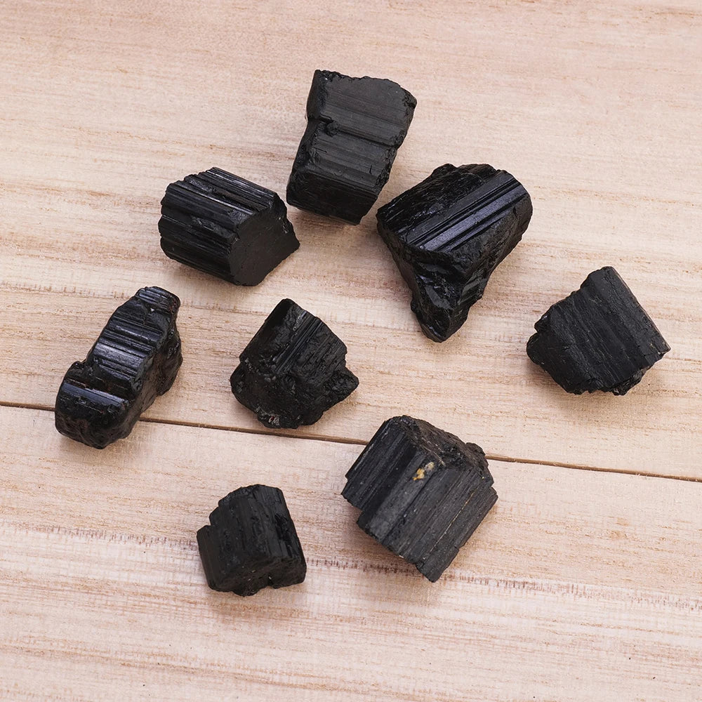 50g/bag Natural Black Tourmaline Jet Stones Raw Ore Irregular Crystals Mineral Specimen Eliminate Magnetism