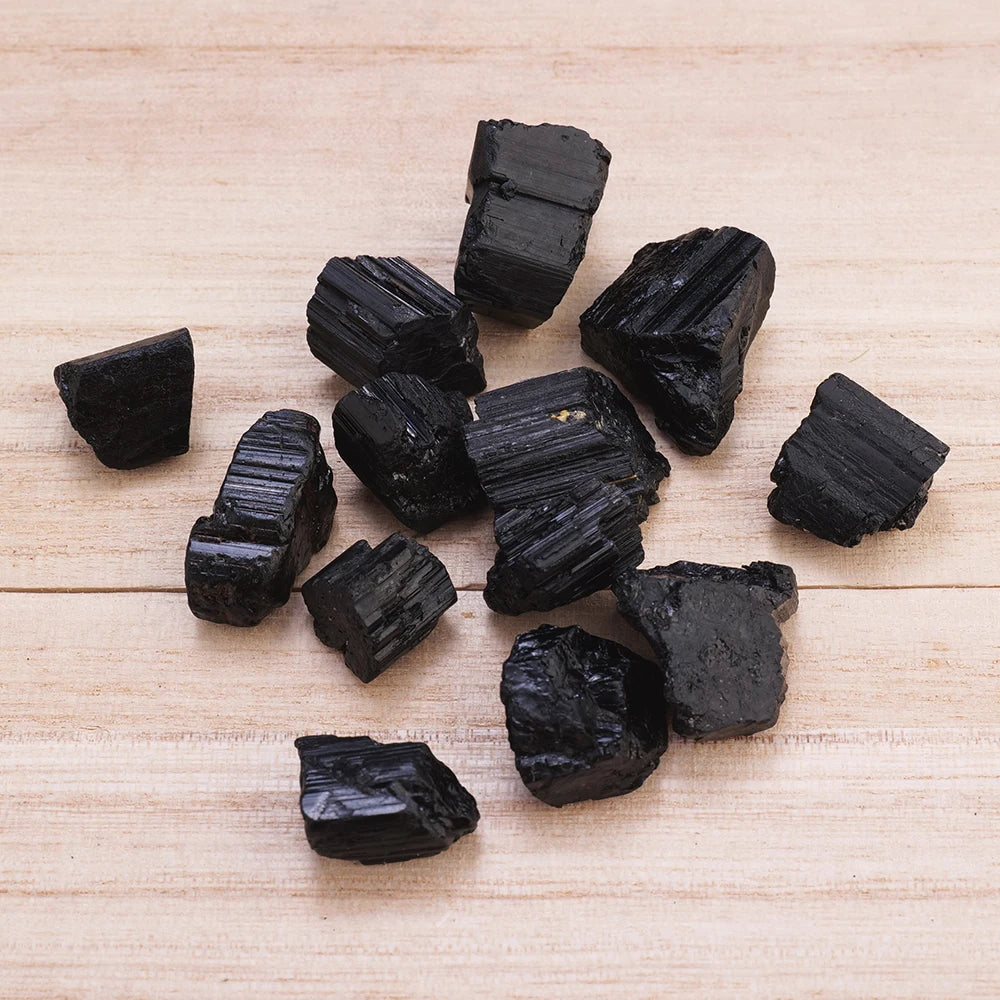 50g/bag Natural Black Tourmaline Jet Stones Raw Ore Irregular Crystals Mineral Specimen Eliminate Magnetism