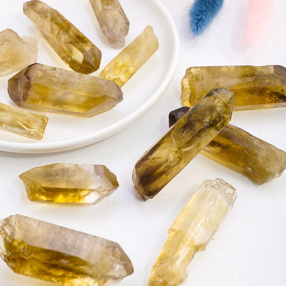 50g/bag Natural Gemstone Smokey Citrine Single Point Gravel Crystal Stones Point Specimen Decoration Stones and Minerals