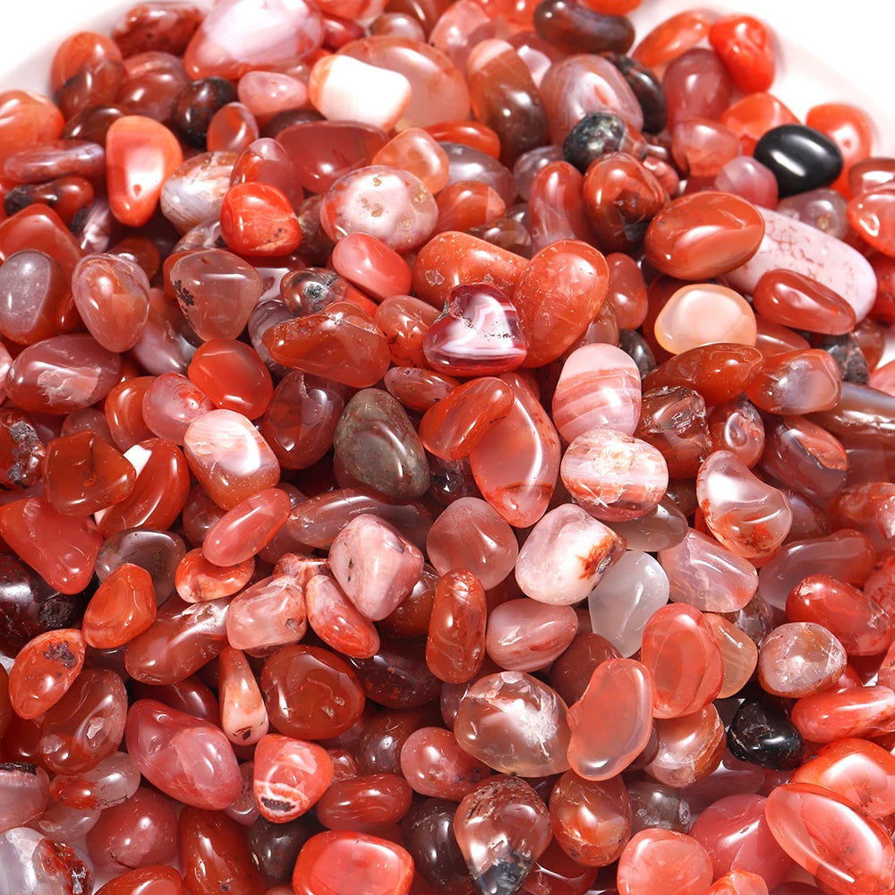 50g/bag Natural Gemstones Red Agate Irregular Polished Gravels Carnelian Quartz Minerals Specimen Home Aquarium Decoration