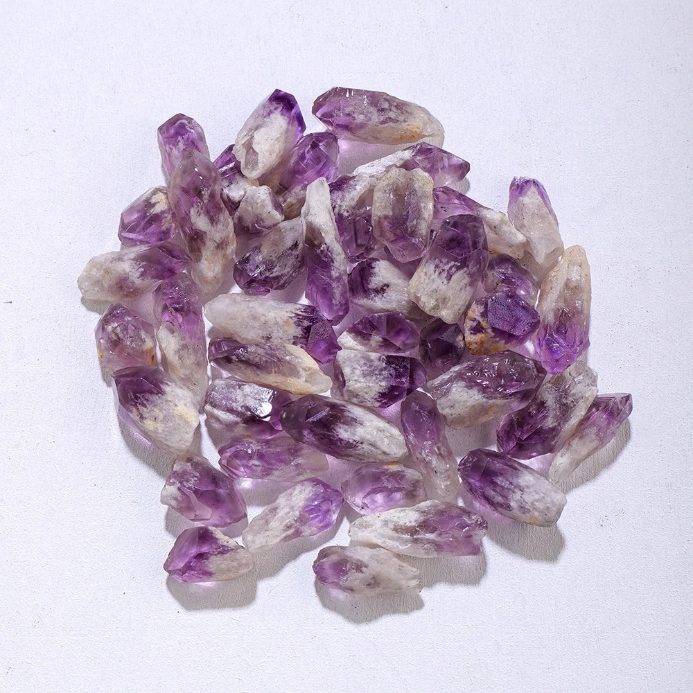 50g/bag Natural Healing Purple Quartz Amethyst Crystal Point Tooth Raw Stone Garden Fish Tank Decorative Stone