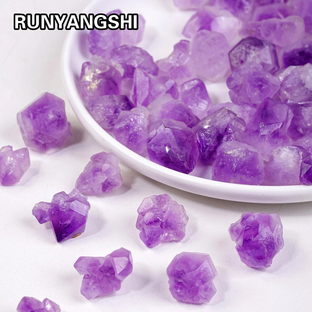 50g/bag Natural Purple Quartz Crystal Stones Amethyst Flowers Irregular Rough Stones Raw Crystal Rock for Wicca