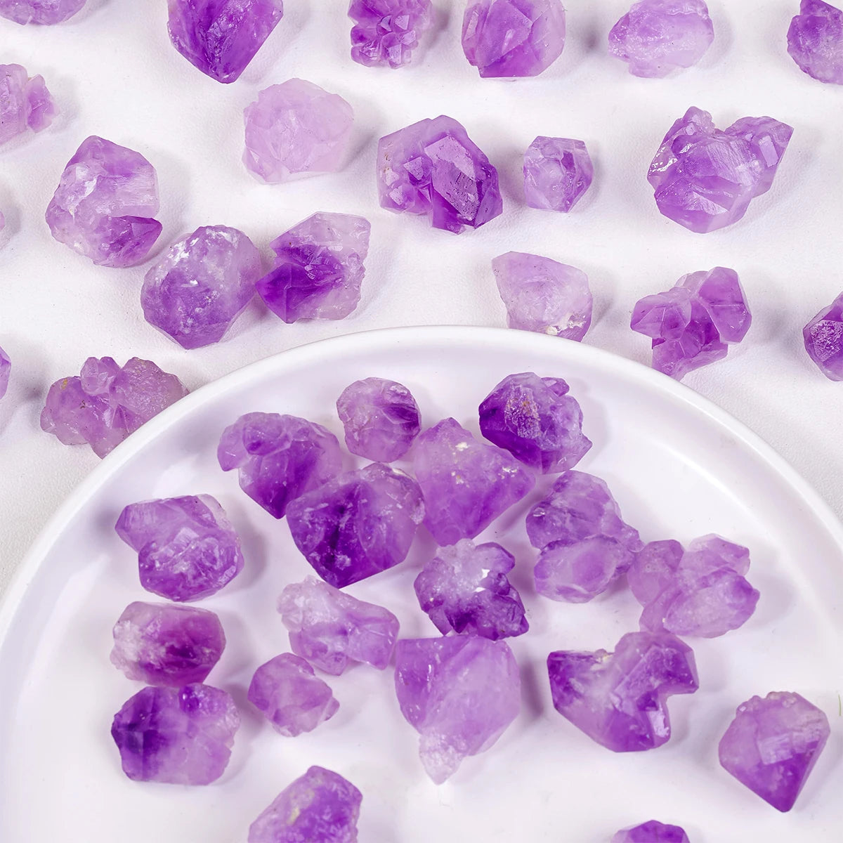 50g/bag Natural Purple Quartz Crystal Stones Amethyst Flowers Irregular Rough Stones Raw Crystal Rock for Wicca