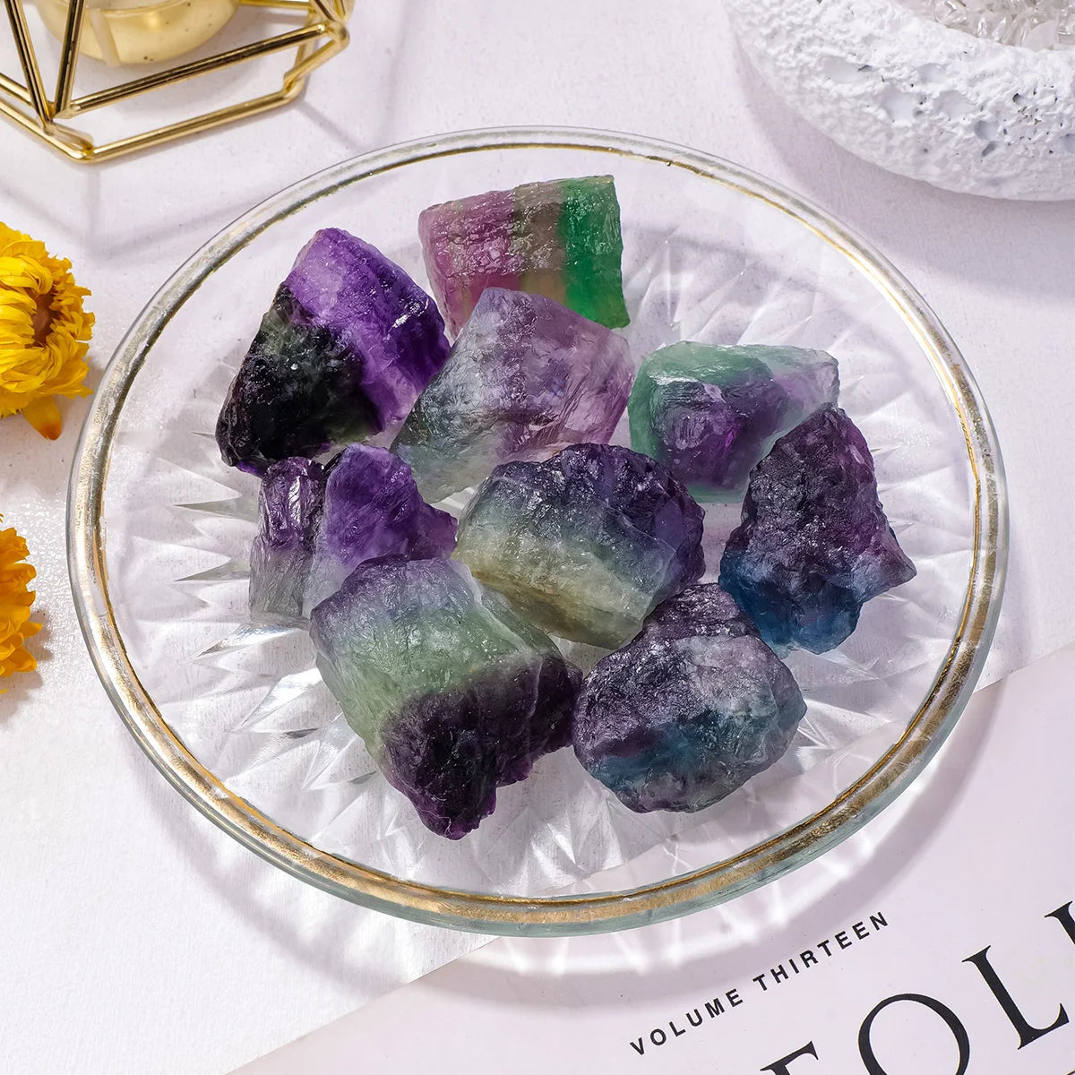 50g/bag Natural Raw Rainbow Fluorite Crystal Rough Stone Specimen Healing crystal love natural stones and minerals fish tank