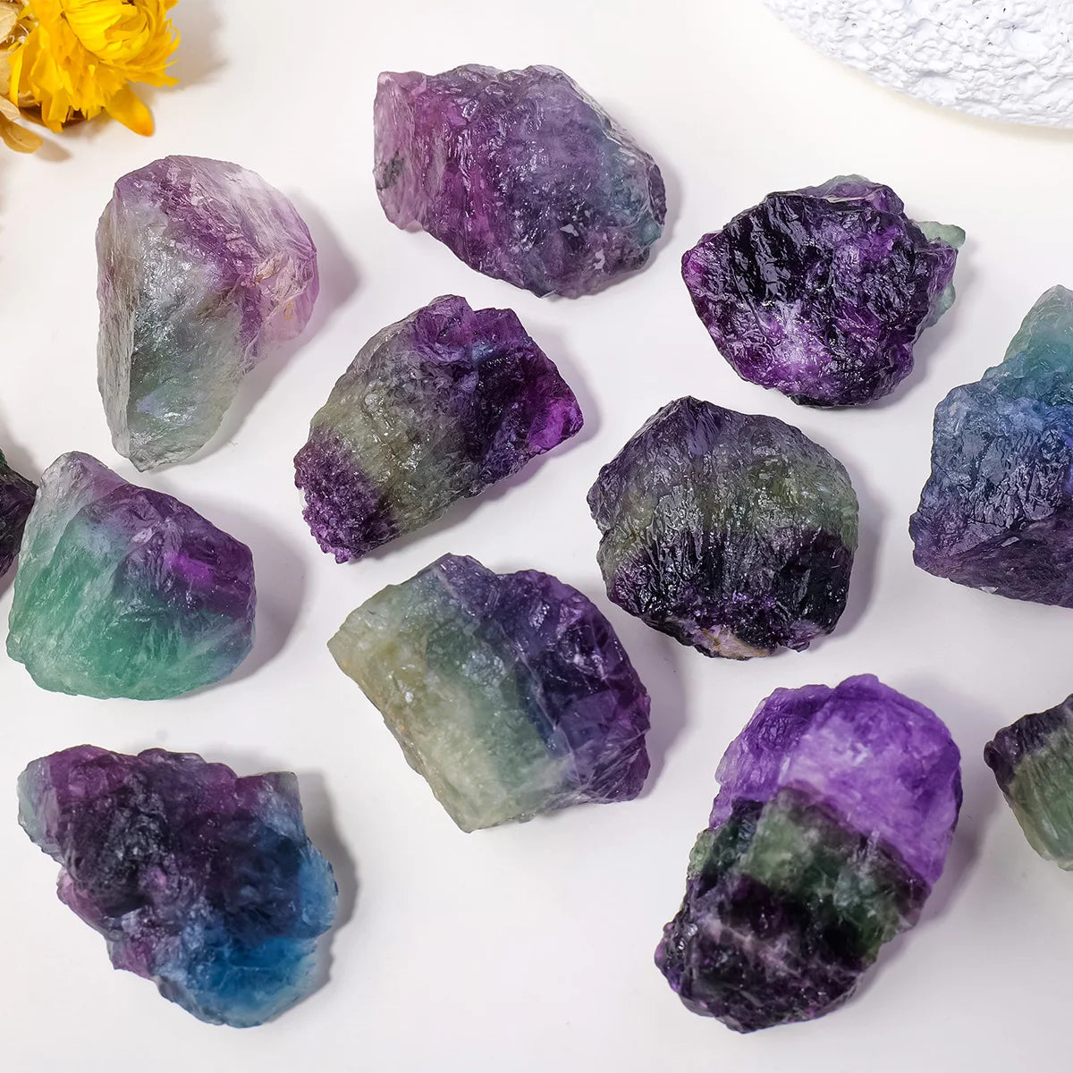 50g/bag Natural Raw Rainbow Fluorite Crystal Rough Stone Specimen Healing crystal love natural stones and minerals fish tank