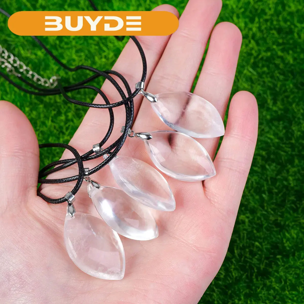 1PC Natural Clear Quartz Droplet shaped Gemstone Pendant Energy Healing Crystal Charms Necklace For Women Gift