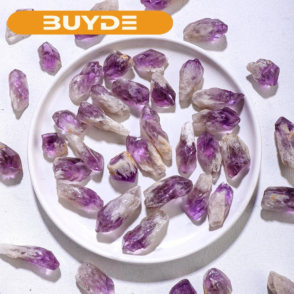 50g/bag Natural Healing Purple Quartz Amethyst Crystal Point Tooth Raw Stone Garden Fish Tank Decorative Stone