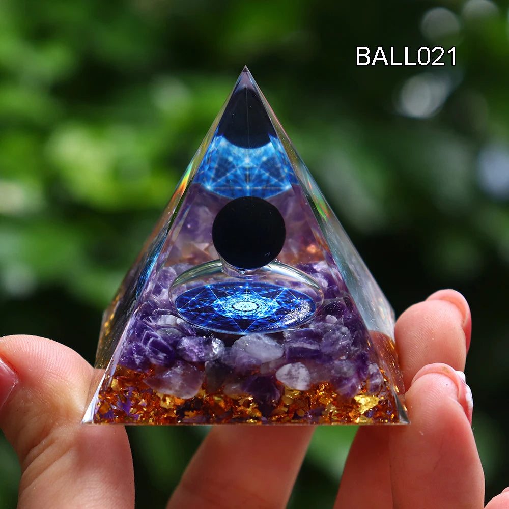 5CM Natural Crystal Sphere Orgonite Pyramid Healing Crystals Energy Reiki Chakra Meditation Lucky Gather Wealth Stone