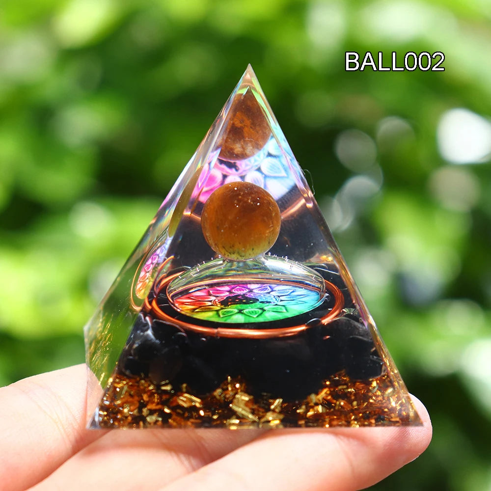 5CM Natural Crystal Sphere Orgonite Pyramid Healing Crystals Energy Reiki Chakra Meditation Lucky Gather Wealth Stone