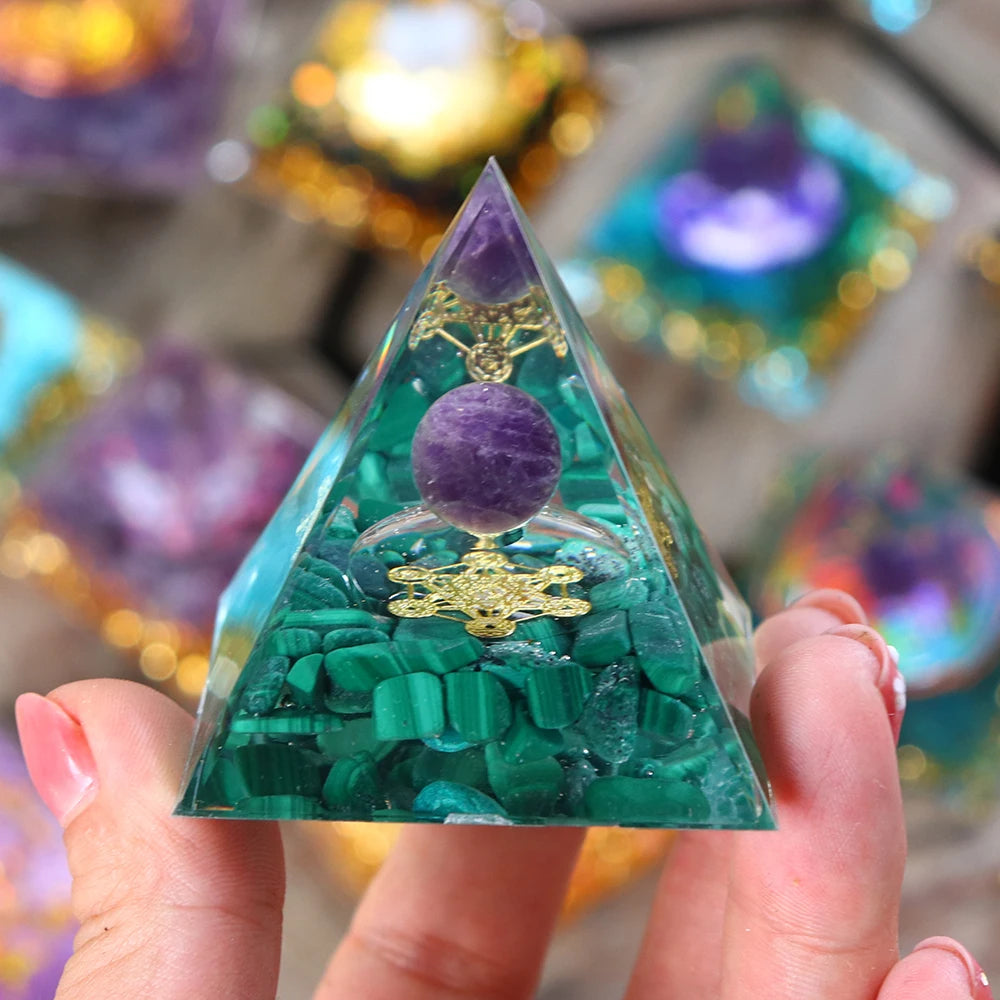 5CM Natural Crystal Sphere Orgonite Pyramid Healing Crystals Energy Reiki Chakra Meditation Lucky Gather Wealth Stone