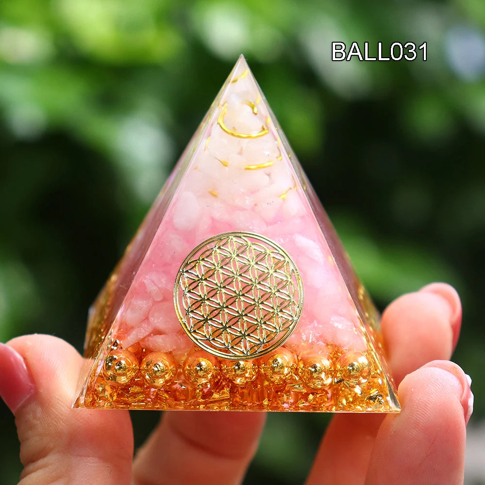 5CM Natural Crystal Sphere Orgonite Pyramid Healing Crystals Energy Reiki Chakra Meditation Lucky Gather Wealth Stone