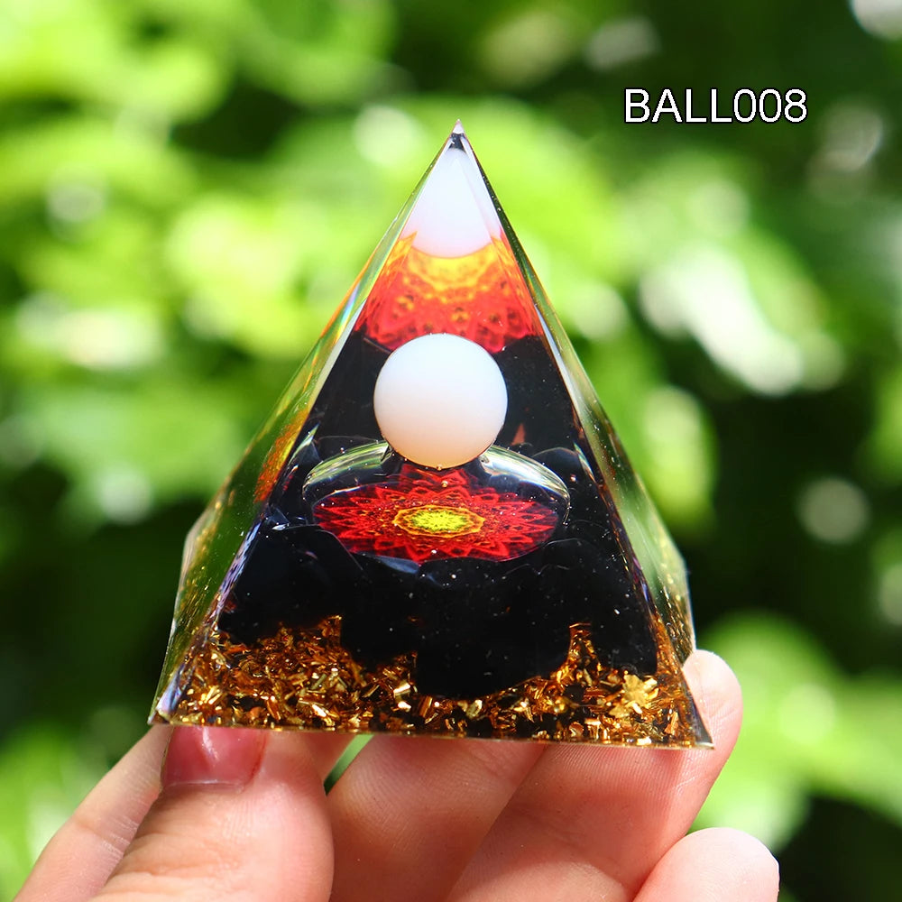 5CM Natural Crystal Sphere Orgonite Pyramid Healing Crystals Energy Reiki Chakra Meditation Lucky Gather Wealth Stone