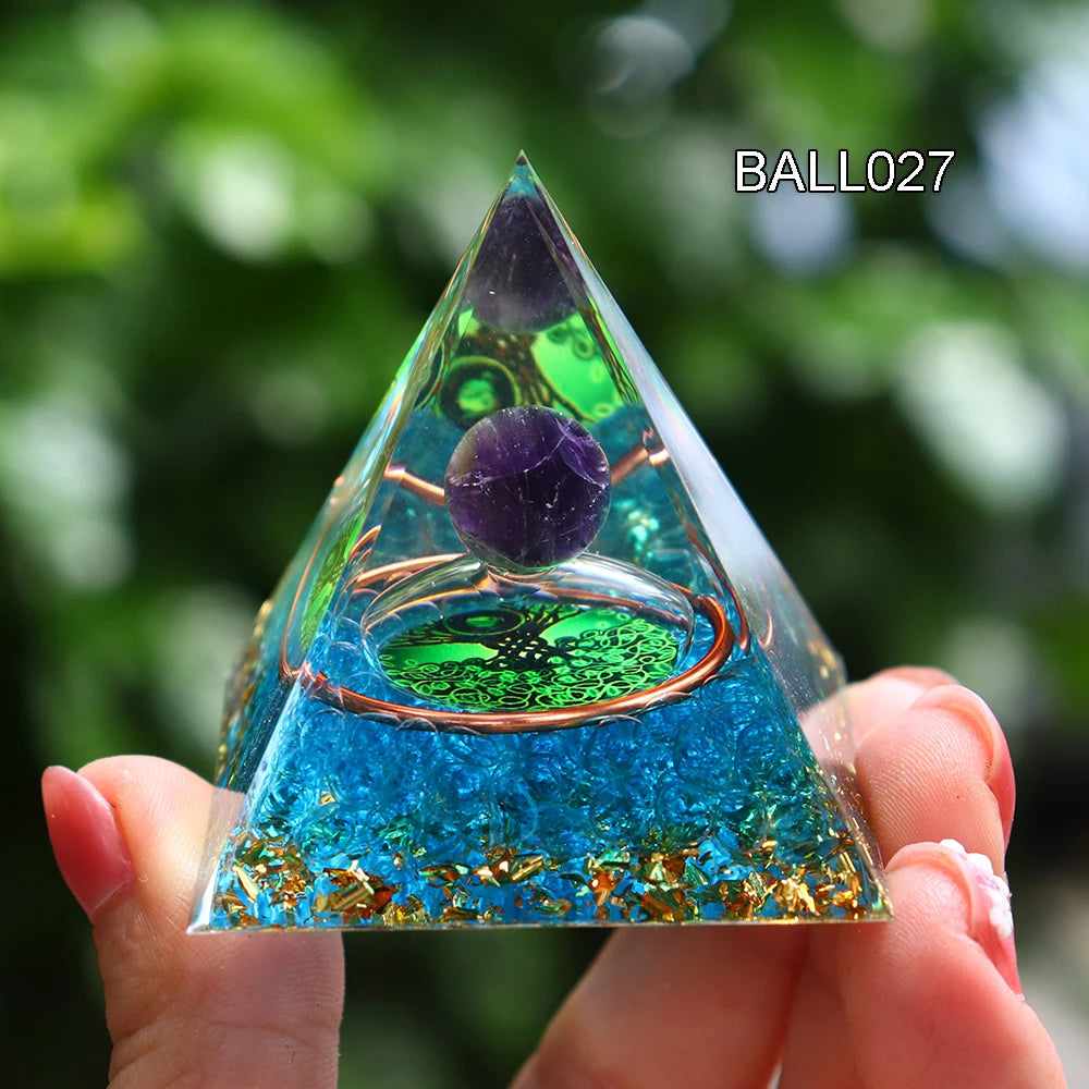 5CM Natural Crystal Sphere Orgonite Pyramid Healing Crystals Energy Reiki Chakra Meditation Lucky Gather Wealth Stone