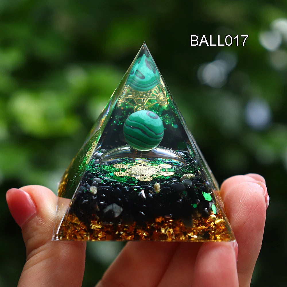 5CM Natural Crystal Sphere Orgonite Pyramid Healing Crystals Energy Reiki Chakra Meditation Lucky Gather Wealth Stone