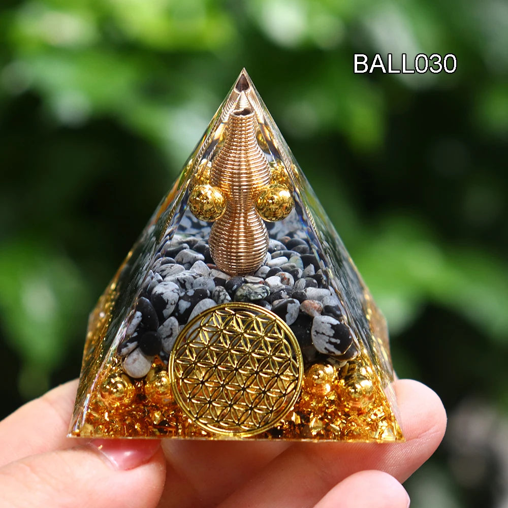 5CM Natural Crystal Sphere Orgonite Pyramid Healing Crystals Energy Reiki Chakra Meditation Lucky Gather Wealth Stone