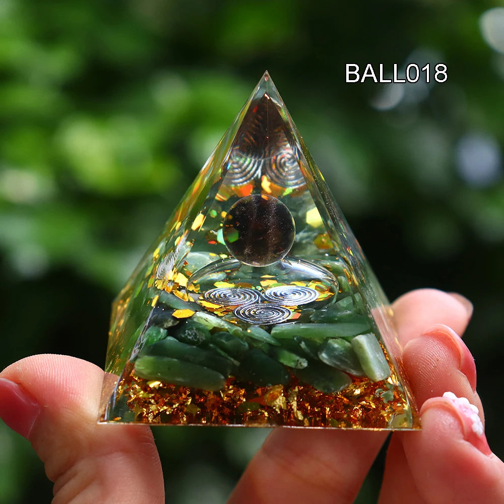 5CM Natural Crystal Sphere Orgonite Pyramid Healing Crystals Energy Reiki Chakra Meditation Lucky Gather Wealth Stone