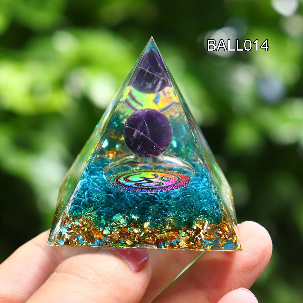 5CM Natural Crystal Sphere Orgonite Pyramid Healing Crystals Energy Reiki Chakra Meditation Lucky Gather Wealth Stone