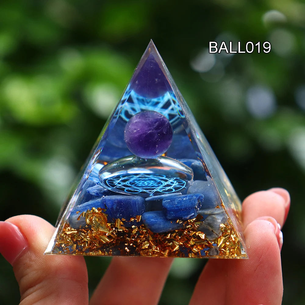 5CM Natural Crystal Sphere Orgonite Pyramid Healing Crystals Energy Reiki Chakra Meditation Lucky Gather Wealth Stone