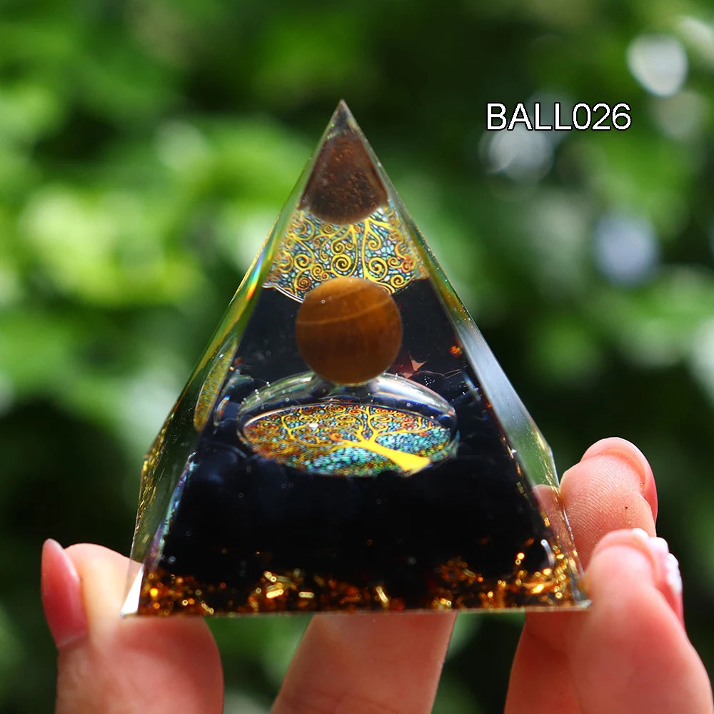 5CM Natural Crystal Sphere Orgonite Pyramid Healing Crystals Energy Reiki Chakra Meditation Lucky Gather Wealth Stone